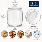 kitchentoolz 2.5 Gallon Extra Large Glass Cookie Jar with Airtight Lid – XL Clear Storage Container for Bulk Cookies, Candy, Flour, Dog Treats & More – Oversized Jar for Kitchen or Laundry Room - Image 2