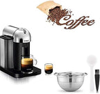 DECA Reusable Coffee Capsule Filter, Stainless Steel Coffee Pod Holder Set for Nespresso Vertuoline GCA1/Plus, Nespresso Vertuo Plus Series, Delonghi ENV 135/150 with Brush Spoon (70ml), Silver by Unknown