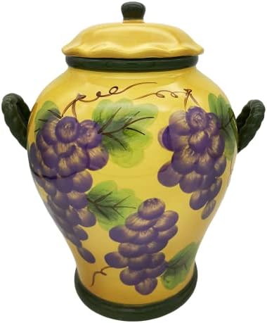 ACK Tuscany Grape Hand Painted Ceramic Cookie Jar with Lid and and Rubber Seal, Food Storage Jar, Kitchen Décor, Snack Storage Container for Cookie, Candy - Image 3
