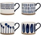 Koja Colorful Hand Painted Ceramic Mugs, 16 oz, Set of 4, Dishwasher Safe by Koja