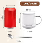Double Wall Glass Coffee Mugs 10 Oz with Handle - Set of 4 - Image 2