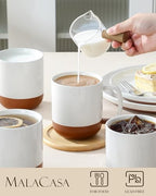 MALACASA Ceramic 16oz Coffee Mugs Set of 4, Khaki White - Image 3
