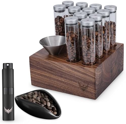 Coffee Bean Dosing Tubes and Bowl Set Bean Cellar with Black Espresso Dosing Cup & RDT Spray Bottle | Espresso Accessories Set by KNODOS