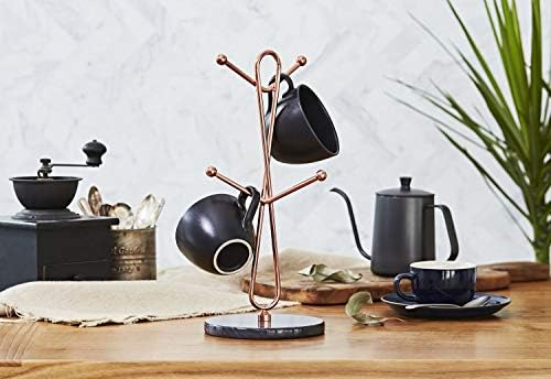 JEmarble Mug Holders with Copper Plated Standing(Black) Countertop Mug Tree, Coffee Mugs & Tea Cup Storage Rack, Coffee Counter Bar Accessory & Kitchen Organizer - Image 2