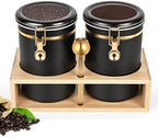 2×63OZ Stainless Steel Coffee Container with Shelf and Scoop for Coffee Bar by Hanber