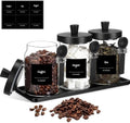Suclain 3 Pcs Glass Coffee Container Set, 20 oz, Black Bamboo by Suclain