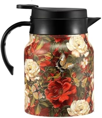 Vintage Floral Tea Stainless Steel Tea Kettle Drip-Proof Tea Pot With Tea Infuser Mini Thermo Coffee Pot Home Teaware (Style 8) by Unknown