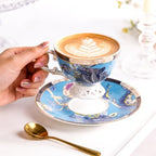 KAMMAK Tea Cups and Saucers Set of 2, Fine Bone China Coffee Cups, GHO03 - Image 3