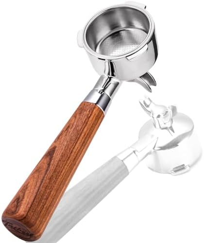51mm Portafilter for CASABREWS 3700/CM5418, Dual Spout Espresso Handle with Siam Rosewood Grip & 304 Stainless Steel Basket by TaiBest