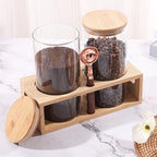 ZOMUIA Glass Coffee Containers Airtight Coffee Bean Storage Jars with Shelf, 2Pcs 44oz Coffee Station Organizer Coffee Canisters, Kitchen Food Storage Jars for Coffee, Sugar, Candy, Oats, Nuts - Image 4
