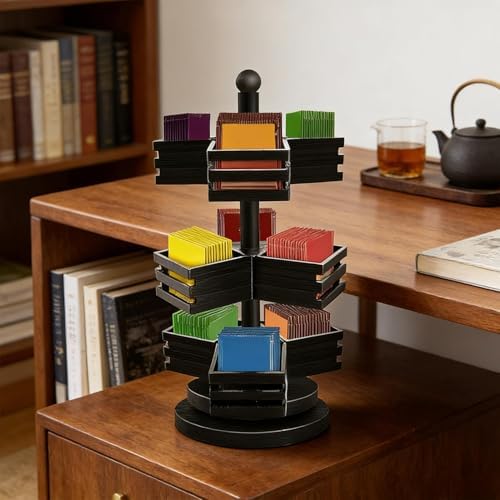 Tea Holder Organizer 3-Tier Rotating Tea Bag Storage Box - Image 6