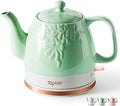 Toptier Electric Ceramic Tea Kettle, Boil Water Quickly and Easily, Detachable Swivel Base & Boil Dry Protection, Carefree Auto Shut Off, 1 L, Green Leaf by toptier