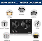 CUSIMAX Hot Plate, 1800W Electric Burner Double Hot Plate for Cooking,Black - Image 2