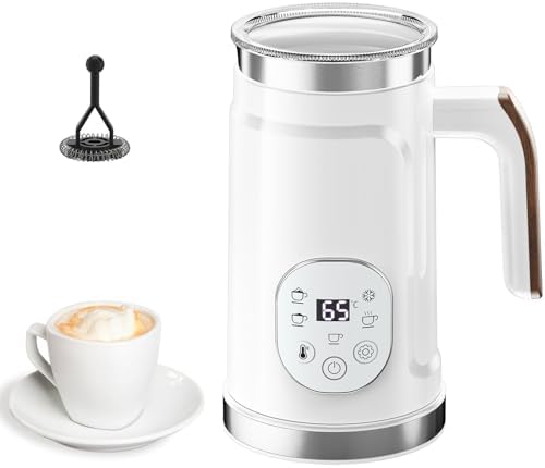Automatic Warmer Milk Steamer, Electric Hot Milk Frother with 300ml Large Capacity, Digital Touchscreen Control and Adjustable Temperature Setting for Cappuccino, Latte and Hot Chocolate (Black) by Unknown