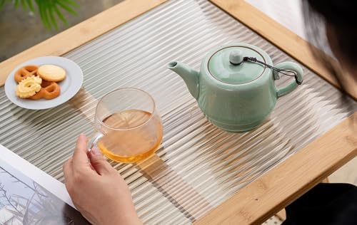 Ceramic Teapot with Infuser for Tea Coffee Milk as Gift Pink Cyan - Image 5