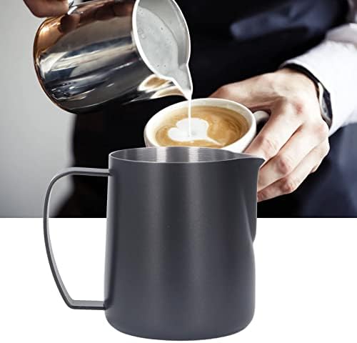 450 ml Milk Frothing Pitcher, Stainless Steel Milk Coffee Frother Cup, Kitchen Milk Frother Steamer Cup for Coffee Enthusiasts (Black) - Image 5