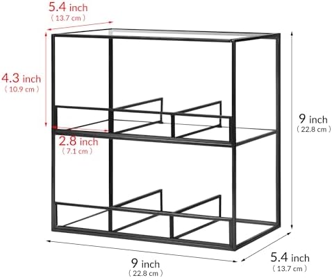 REDHUGO Glass Tea Bag Organizer, 2-Tier Tea Bag Holder for Counter, Black - Image 3
