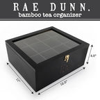 Rae Dunn Tea Bag Organizer - Tea Box Divided Storage Container Box with Hinge Lid for Kitchen Cabinet, Countertop, Pantry, Hold Coffee Pods, Seasoning Packets, Condiments, Black - Image 2