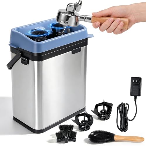 Electric Portafilter Cleaner, Automatic Portafilter Cleaner 58mm Knock Box | Dual Station Coffee Puck Cleaner Machine | Espresso Knock Box | Puck Sucker | Commercial & Home Barista Tool by BQ