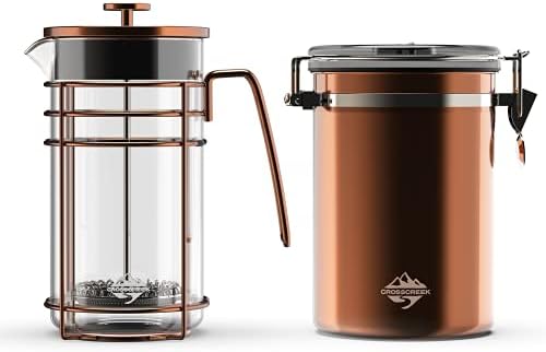 French Coffee Press Small Maker Manual Set Cafetera Tea Steel Filter Stainless Steel 34 Ounce/1 Liter 9917-C001-04 by CrossCreekLLC