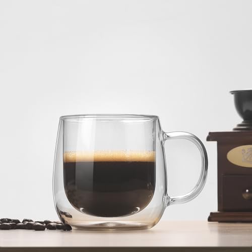 Large Double Walled Glass Coffee Mugs Beer Cups 24oz set of 2, Insulated Clear Borosilicate Glass Tea Lemonade Cups with Handle - Image 4