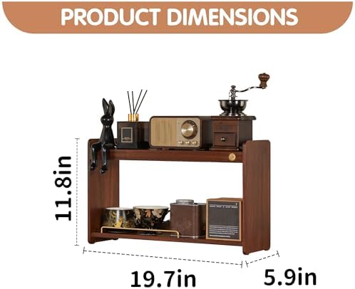 Coffee Mug Holder Countertop 2 Tiers Walnut Station Organizer for Kitchen - Image 2