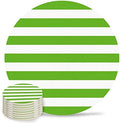 Coasters for Drinks Set of 8, Green and White Stripes Ceramic Cup Mat, Absorbent Ceramic Stone Coasters with Cork Base for Coffee, Cups, Wooden Table, Home Decor 4 Inch by Daleng