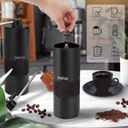 DIBTSA Manual Coffee Grinder, Capacity 0.9 Ounce, Stainless Steel Conical Burr Mill, Finer to Coarser Adjustable Setting, Portable for Office, Home Outdoor, Black - Image 2