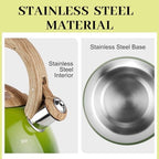 MARSKITOP Whistling Tea Kettle for Stove Top, 2.6 Quart Teapot for Stovetop, Stainless Steel Tea Pot for Stove with Wood Pattern Handle, Light Green - Image 4