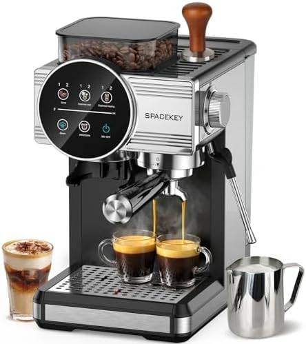 Espresso Coffee Machine with Grinder and Frother, Cold Brew, 20 Bar by SpacekeyDirect