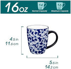 vancasso SELENE Large Coffee Mugs Set of 6, 16 Oz Porcelain Coffee Cups with Handle, Ceramic Tea Cup for Cappuccino, Latte, Tea, Cocoa, Dishwasher & Microwave Safe Gift Sets, Vintage Blue - Image 2