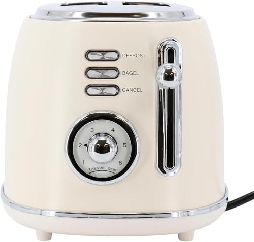 1.8 Quart Electric Tea Kettle and 2 Slice Toaster Combo, Matte Cream, Retro Kitchen Appliance Set with Adjustable Browning and Water Temperature Gauge - Image 5