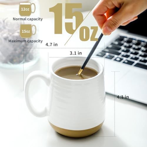 Hasense Coffee Mugs Set of 6, 15 oz Ceramic Coffee Cups with Comfortable Handle, Classic White Mug for Men and Women, Tea Cup Set for Latte, Cappuccino, Milk, Soup, Dishwasher and Microwave Safe - Image 2
