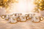 Porcelain Tea Set with 1 Kettle, 6 Piece Tea Cup Set, Aesthetic Classic Teaware Set for Home, Kitchen Decor & Gifting (Florita Golden) - Image 3
