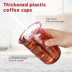 Ziliny 50 Sets 16oz Pink Plastic Cups with Lids and Straws Disposable Cups - Image 4