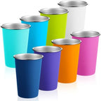 Mimorou 8 Pack 16 oz Stainless Steel Cups Metal Cup, Bright Color by Mimorou