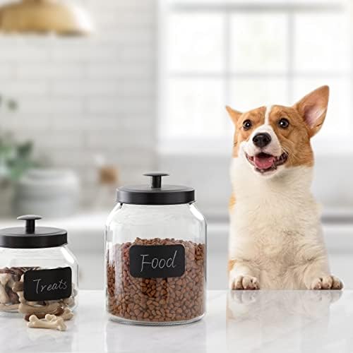 Hyperspace Clear Glass Kitchen Canister Set, Cookie Jar, Food Storage Container, Bathroom Jar with Metal Airtight Lid (Black) - Image 4