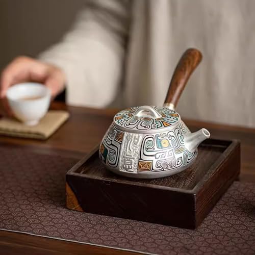 Tea Pots For Loose Tea Sterling Silver Side-handled Teapot, Fair Cup Kung Fu Tea Set, Gilt Silver Health-preserving Anti-scalding Teapot Tea Infuser Pot - Image 7