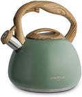 Poliviar Tea Kettle, 2.7 Quart Seaweed Green Finish with Wood Pattern Handle Loud Whistle Food Grade Stainless Steel Teapot, Anti-Hot Handle and Anti-Rust, Suitable for All Heat Sources (JX2020-SB30) by POLIVIAR7379
