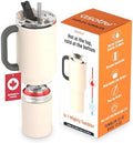 asobu DUPLEX 2-in-1 Travel Mug and Beer Can Holder Enjoy hot and cold drinks simultaneously -22 oz Hot Coffee or Tea Tumbler with Attached 12 oz Cold Can Holder for Beer or Soda, white by Asobu