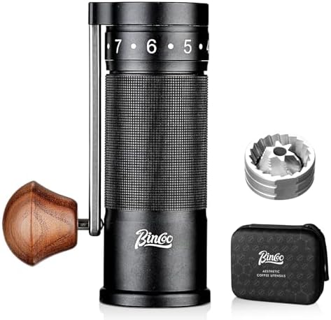 Bincoo Manual Coffee Grinder Manual Foldable Handle– Espresso Hand Coffee Grinder Burr,Compact and Portable for Home/Travel/Camping (Black) by Bincoo