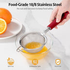 U-Taste 18/8 Stainless Steel 3.35in Medium Fine Mesh Strainer and 12.6in Stainless Steel Danish Dough Whisk (Red) - Image 4