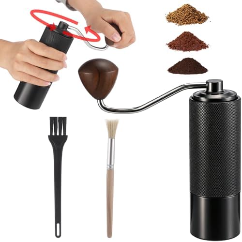 Portable Manual Coffee Grinder, Stainless Steel Conical Burr for Coffee Beans, with 2 Cleaning Brushes, Hand Grinding Machine for Espresso, Pour Over, Drip, Adjustable Grind Setting by LUMINFLY