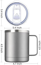 MEWAY 12oz Coffee Mug With Handle 8 Pack Bulk,Stainless Steel Insulated Travel Tumblers With Sliding Lid,Double Wall Vacuum Camping Cup for Hot & Cold Drinks Tea (Cold Grey,Set of 8) - Image 4