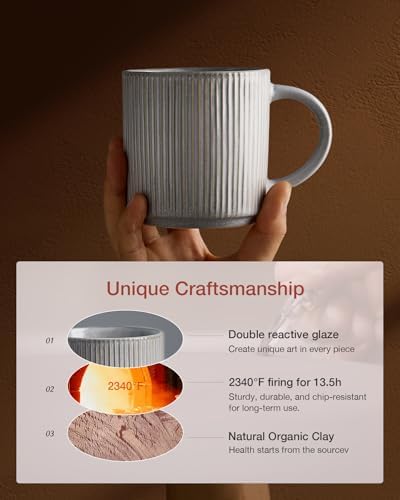 famiware Coffee Mug Set of 4, Star 12 oz Ceramic Mugs Cups Set with Handle - Image 6
