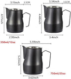 Coffee 350ml 500ml 750ml Stainless Steel Milk Frothing Pitcher Steaming Pitcher,Double V Spout 2Pcs Milk Frothers Perfect for Espresso Machines,Matte Finish (Color : Black, Size : 500ml/17oz) - Image 7