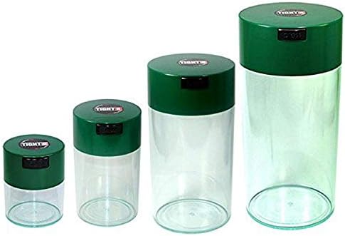 Tightvac Set of 4 - Patented Airtight Container | Multi-use Vacuum Container Works as Smell Proof Containers for Herbs and Dry Goods. Green Clear by Tightpac+America+Inc.