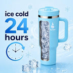 Farsea 40oz Insulated Stainless Steel Travel Tumbler with Handle & Straw - Image 6
