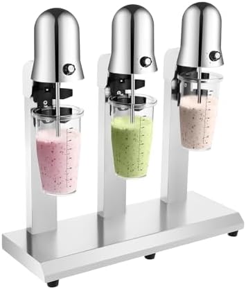 110V 3 Head Drink Mixer, 180W 60HZ Commercial Stainless Steel Maker Electric Mixed Drink Maker Machine Milk Frother Mixer for Milk Tea Juice Speed 18000rmp with 3 x 800ml Cup by Unknown