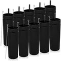 Volhoply 20oz Plastic Skinny Tumblers Bulk 10 Pack,Double Wall Tumbler with Lid and Straw,BPA Free Matte Acrylic Iced Coffee Cups with Straw,Reusable Travel Cute Mug for Party,DIY Gift(Black,10 Set) by LiveFully%EF%BC%8CDrinkFreely%E2%80%94KeepGoingwithVolhoply%EF%BC%81
